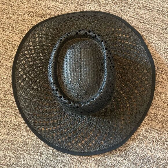 Anthropologie x Wyeth Black Van Palma Boater Hat Woven Straw - Picture 7 of 11
